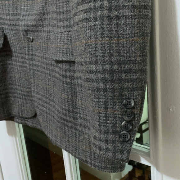Egon von furstenberg for men vintage plaid grey men’s suit jacket tweed blazer - Picture 2 of 15
